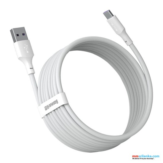 Baseus Type-C 5A (2PCS/Set – 1.5m Simple Wisdom Data Cable Kit USB White (6M)